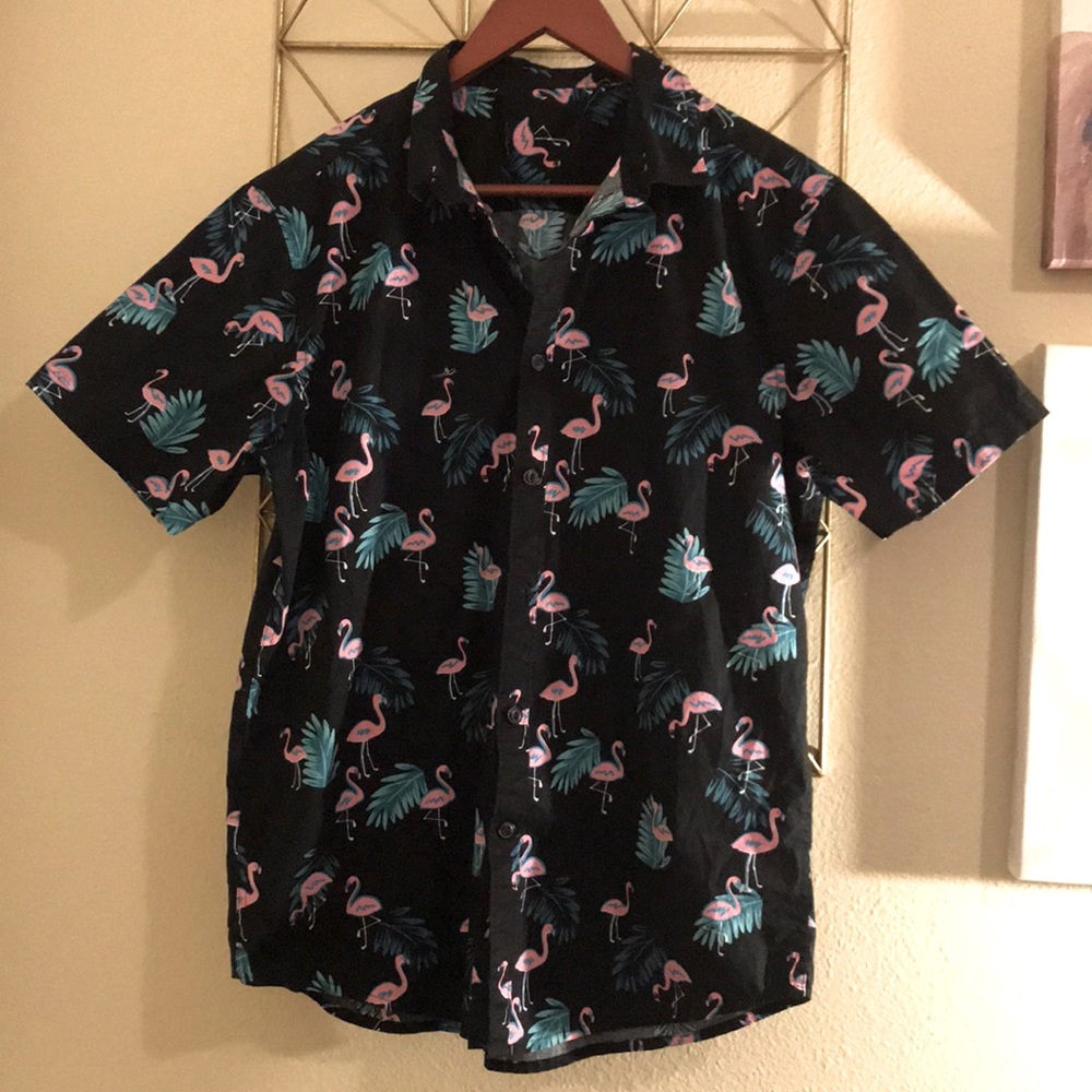 Flamingo Short Sleeve Button Down